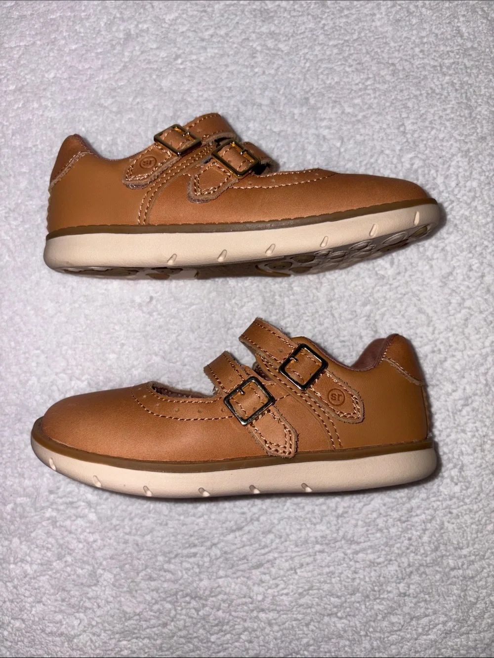 Stride rite Toddler Double-Strap Tan Leather Mary Jane coraline Shoes girls 8.5